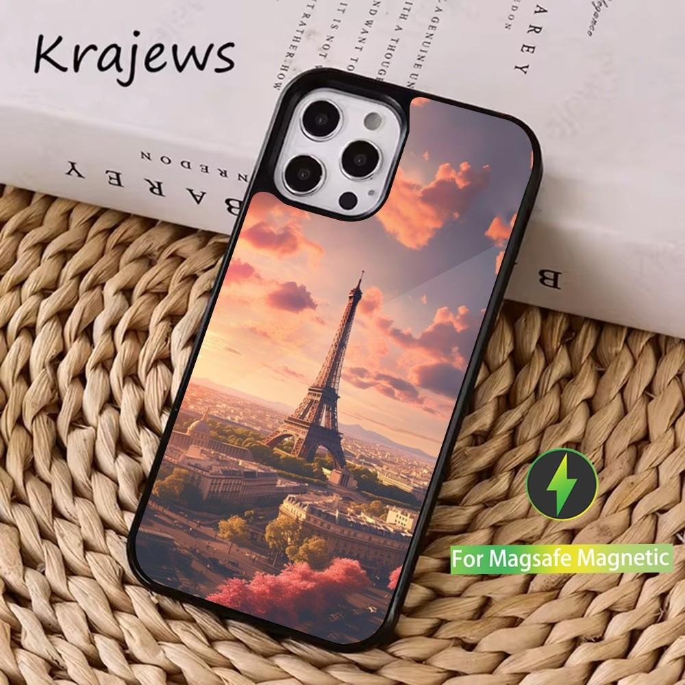 Art Paris Eiffelturm Handyhülle Für iPhone 16,15,14,13,12,11,Pro,Max,Plus,Mini, Magsafe,Magnetisches Kabelloses Ladecase