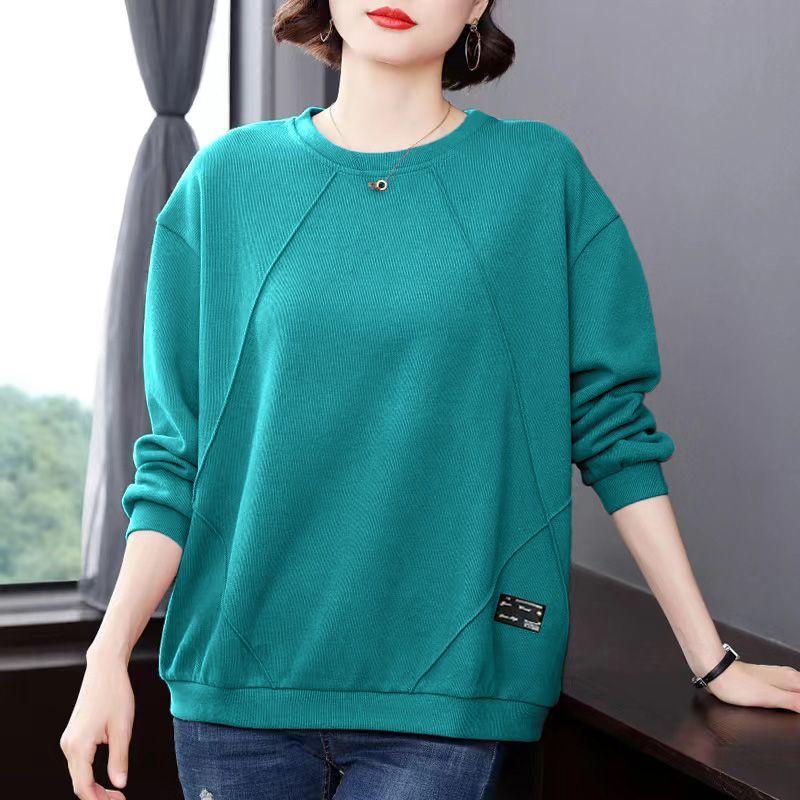 Damen Bedruckter Pullover Frühling Rundhals Pullover Mode Pullover Locker Langarm Oberteil