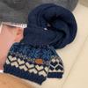 Fair Island coffee-colored jacquard knitted scarf for women's autumn and winter new retro neck protection, warm and cold-proof thickened scarf