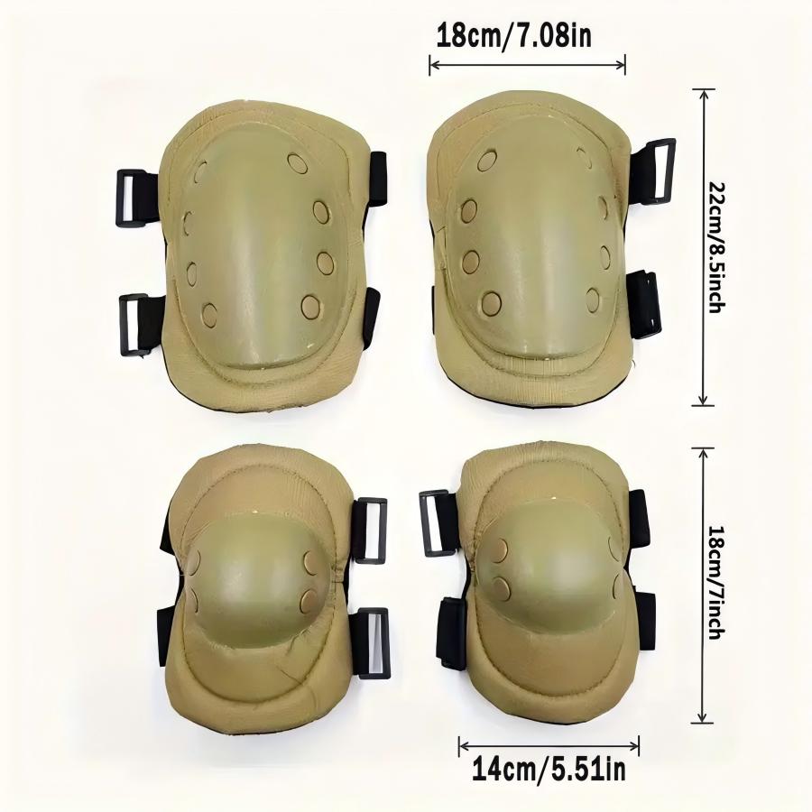 A set of Four Knees and Elbows,Airsoft Knee Elbow Protective Pads Combat Paintball Skate Outdoor Sports Safety Guard Gear