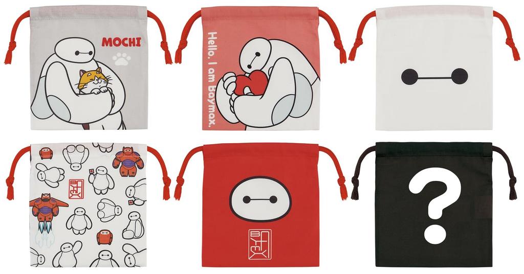 Skater Lunch Drawstring 6 Blind Wide x 17cm Made in Disney Baymax Bags, Medium, 6-Pack, Designs, Box, 15.5cm High, Japan, KBB21B-A