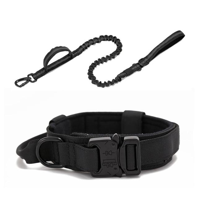 Queenral Durable Tactical Dog Collar Leash Set Military Pet Collars