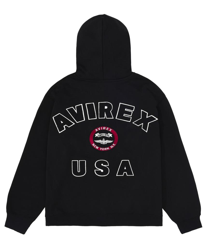 Avirex Varsity Logo Sweatparka / Black 7833931009