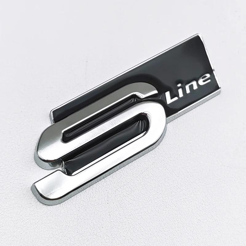 3D Metal S LINE Logo Styling Emblem Car Decal Badge For S1 Sline A1 A3 A4 A5 A7 Q2 Q5 Q7 TT SQ5 SQ7 B6 B7 Sticker Accessories 2x