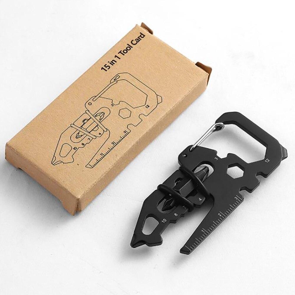 Stainless Steel Outdoor Tools Carabiner Clip Bottle Opener Keychain Ring Climbing Accessories Multifunction Card Tool
