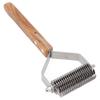 Haustier-Unterfellrechen, Knotenentfernung, zweireihig, Holzgriff, Hundehaarbürste für die Fellpflege von Katzen und Welpen