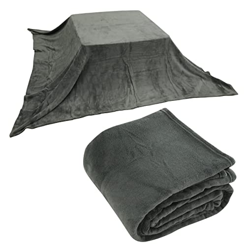 Rivere Kotatsu Blanket, Large Rectangular, Warm Microfiber Blanket, Soft and Warm, Kotatsu Blanket, Kotatsu Cover, Multi-Cover, Sofa Cover (Charcoal G