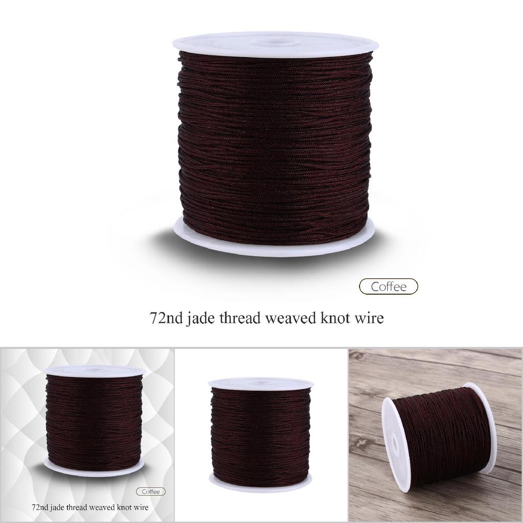 100M x 0.8mm Nylon Chinese Knot Cord Rattail Macrame Shamballa Thread String Coffee