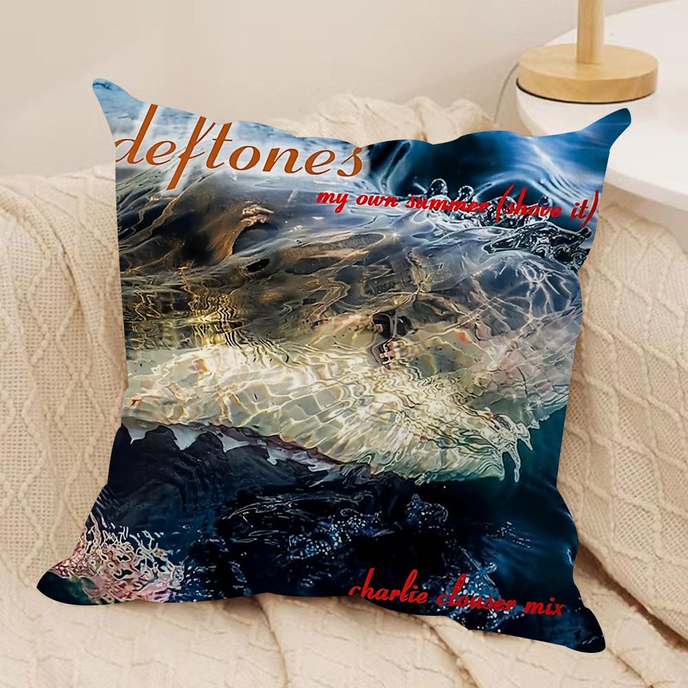 

Band DDeftones Logo Cushion Cover Silky Short Plush Invisible Zipper Dustproof Sofa Pillow Case For Home Decor 30x30cm