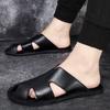 Fashion New Arrival Male Half Drag Business Men Lazy Flats Outdoor Men Leather Sandals Quick-Dry Travel Slides Comfortable Beach Shoes