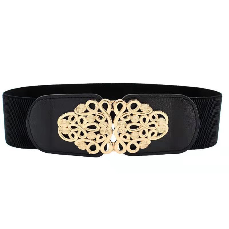 Unique Black Wide Waist Cincher For Women With Trendy Styles And Elegant Rhinestone Embellishments