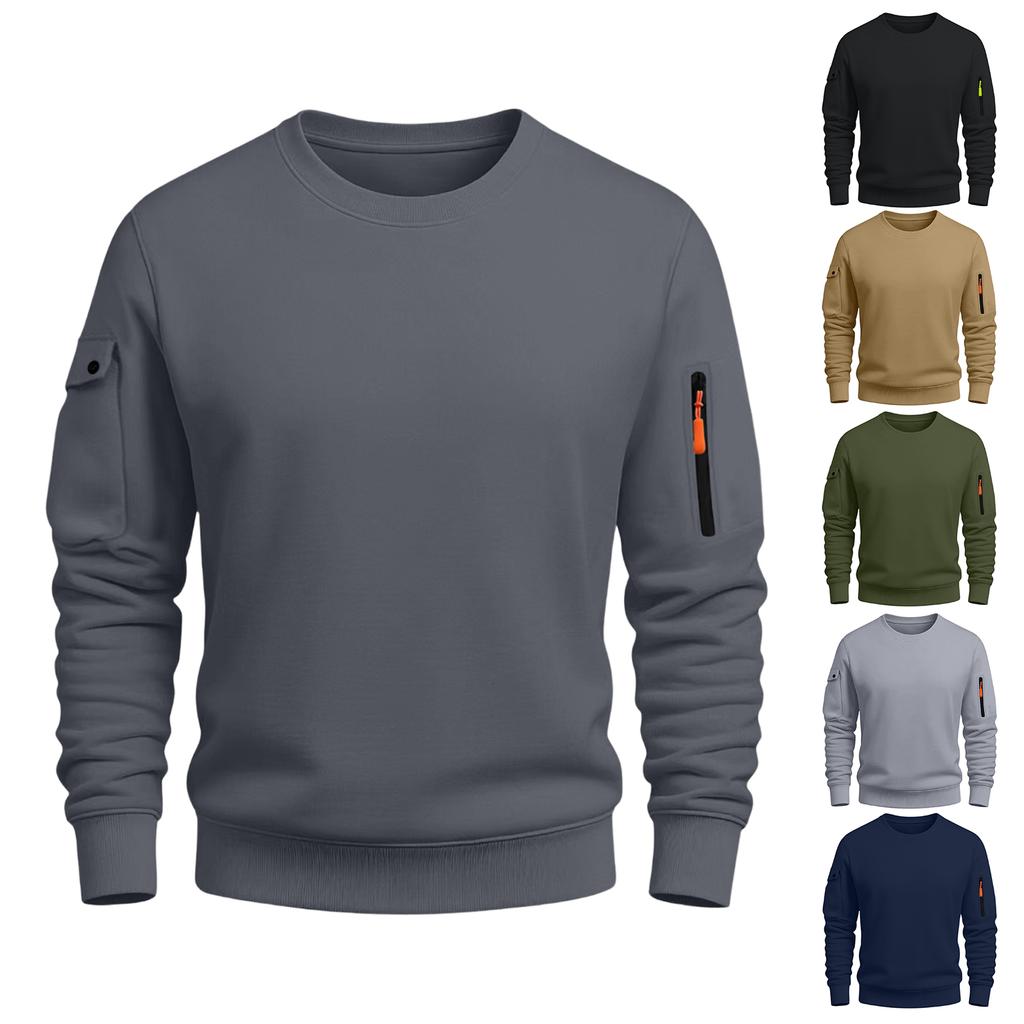 Men'S Fleece Round Neck Pullover With Fleece Solid Color Hoodie And Fleece Fleece Fleece Jacket