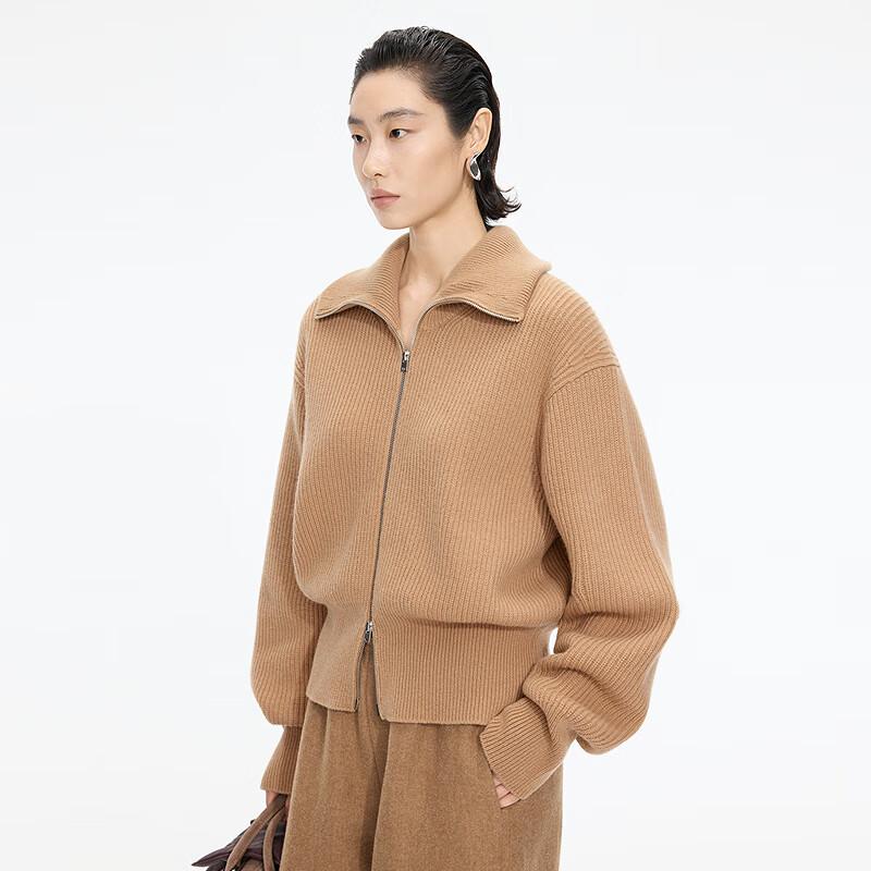 JNBY Wool Knit Loose Lapel Cardigan