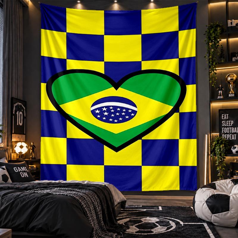Wandbehang Wandteppich Brasilien Nationalmannschaft Druckstoff für Wohnzimmer Schlafzimmer Heimdekoration