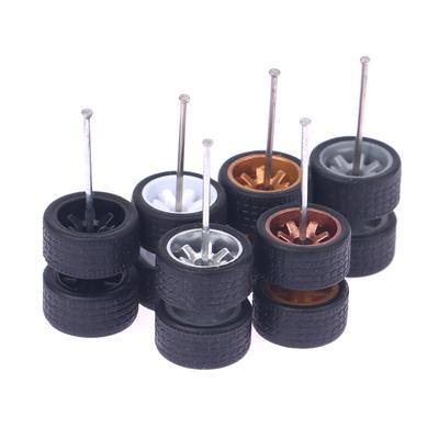 1 סט 1:64 גלגל מכונית עבור Hotwheel צמיג גומי עם סרן גלגל מכונית מודל משופצת