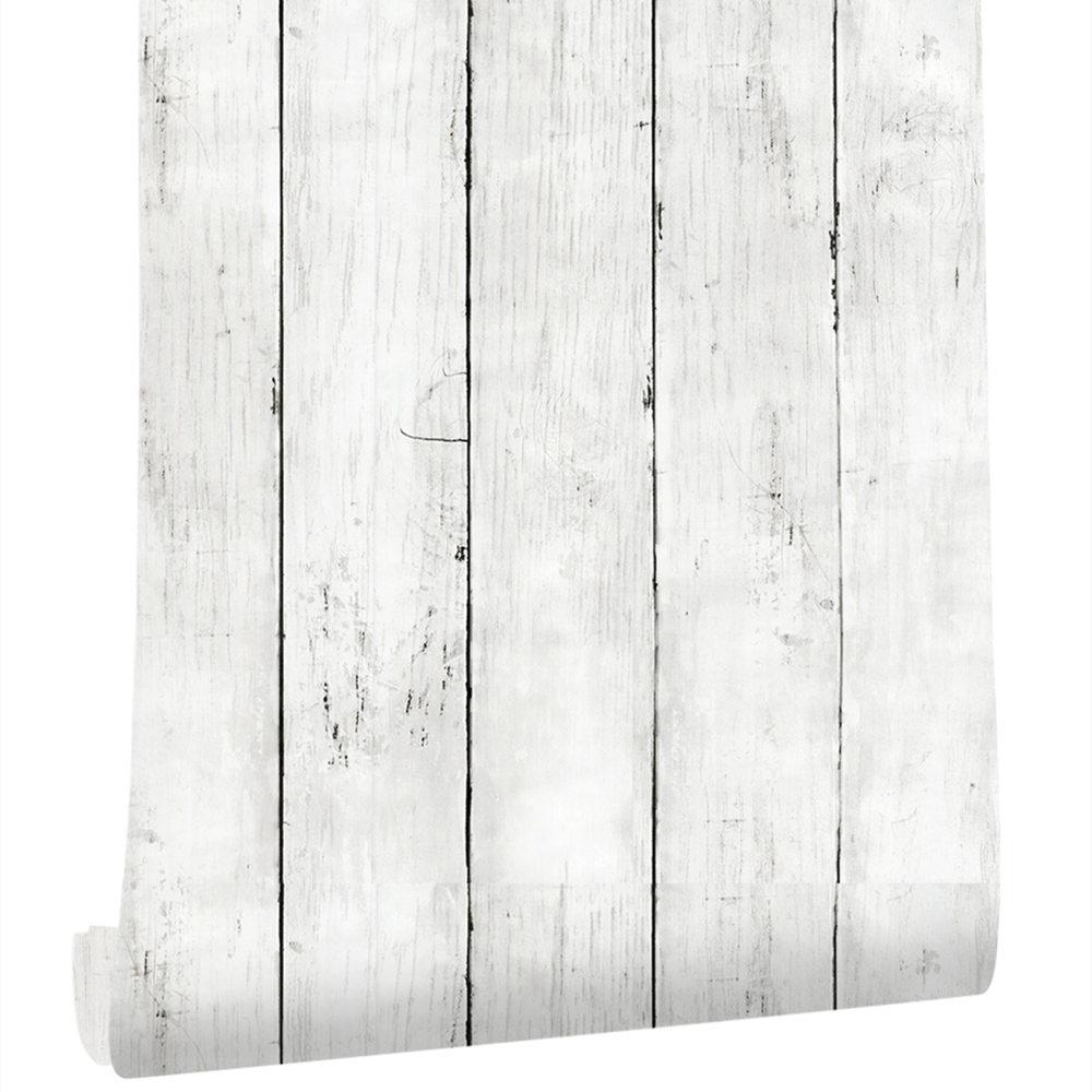 Classic White Gray Peel and Stick Wallpaper Wood Plank Faux Wallpaper Removable Self-Adhesive Vintage Paper Wall Decorative