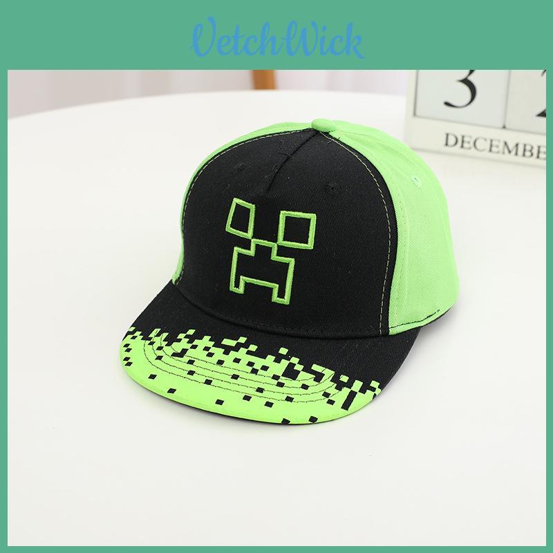 Minecraft Pattern Childrens Hip Hop Style Cotton Dad Hat With Flat Brim For Outdoor Play