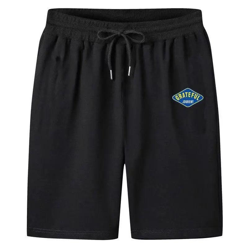 

Мужские летние крутые дышащие черные брюки с пятью точками с принтом. Спортивные свободные тонкие срезы для отдыха. Удобные впитывающие пот пляжные брюки большого размера. M