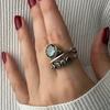 Vintage CopperColor Inlaid Multicolored CZ Surround Women's Ring Geometry Daily Wear Party Jewelry