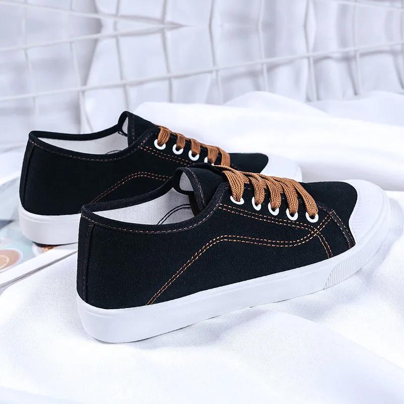 sapatos femininas women cute light weight round toe black spring & autumn student school canvas shoes casual street shoes ga550