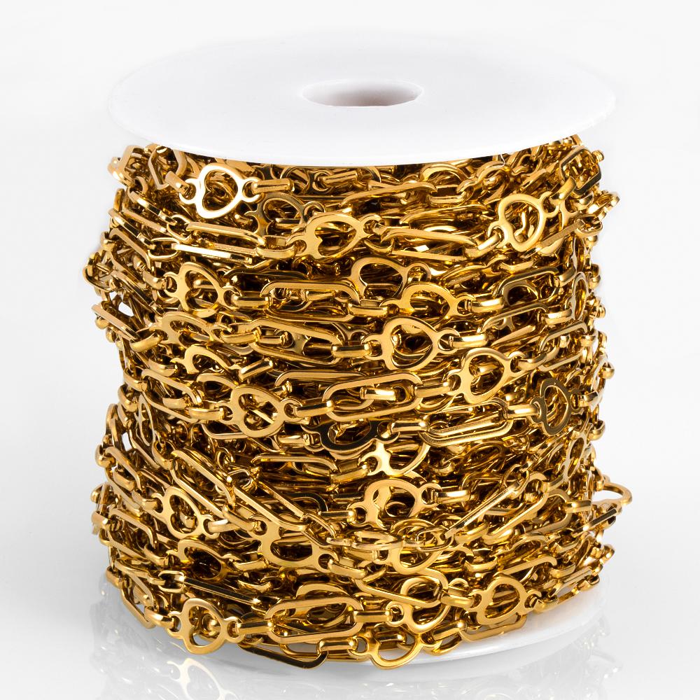 1Meter Hollow Heart Square Necklace Chain Stainless Steel Gold Plated Link Chains DIY Women Bracelets Jewelry Making Bags Chain