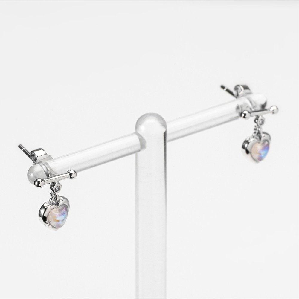 Heart Bar Moonstone Silver Earrings