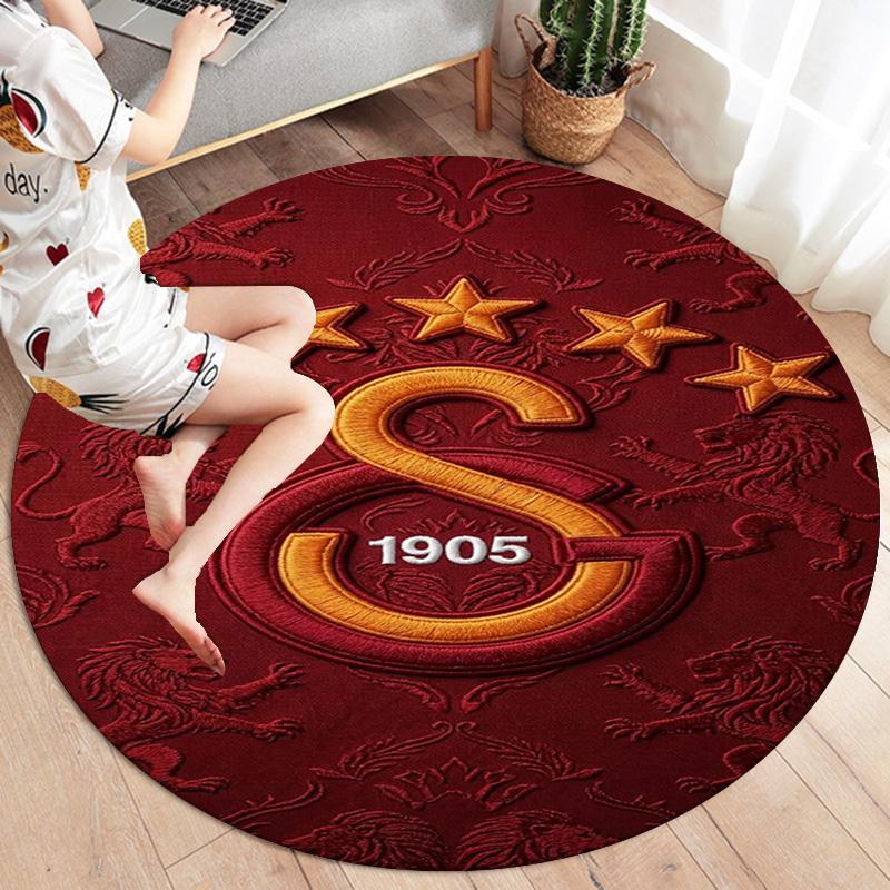 Galatasaray S Round Area Rug,Carpet Rug for Living Room Bedroom Sofa Playroom Decor,Non-slip Floor Mat