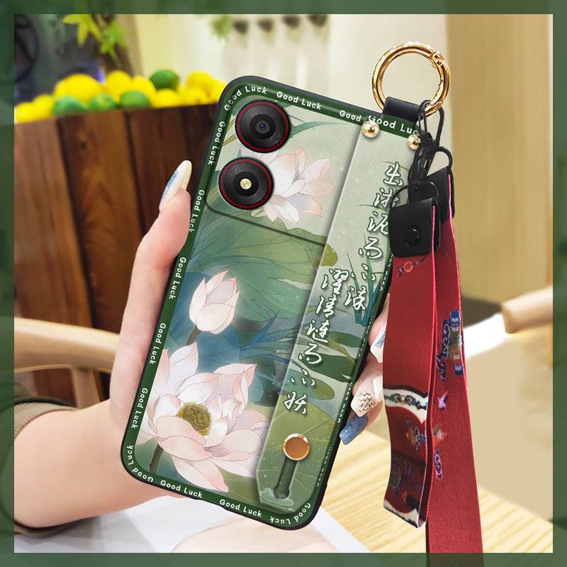 Wristband Wrist Strap Phone Case For ZTE Blade A34 Durable Fashion Phone Holder Protective Anti-dust Shockproof Lanyard