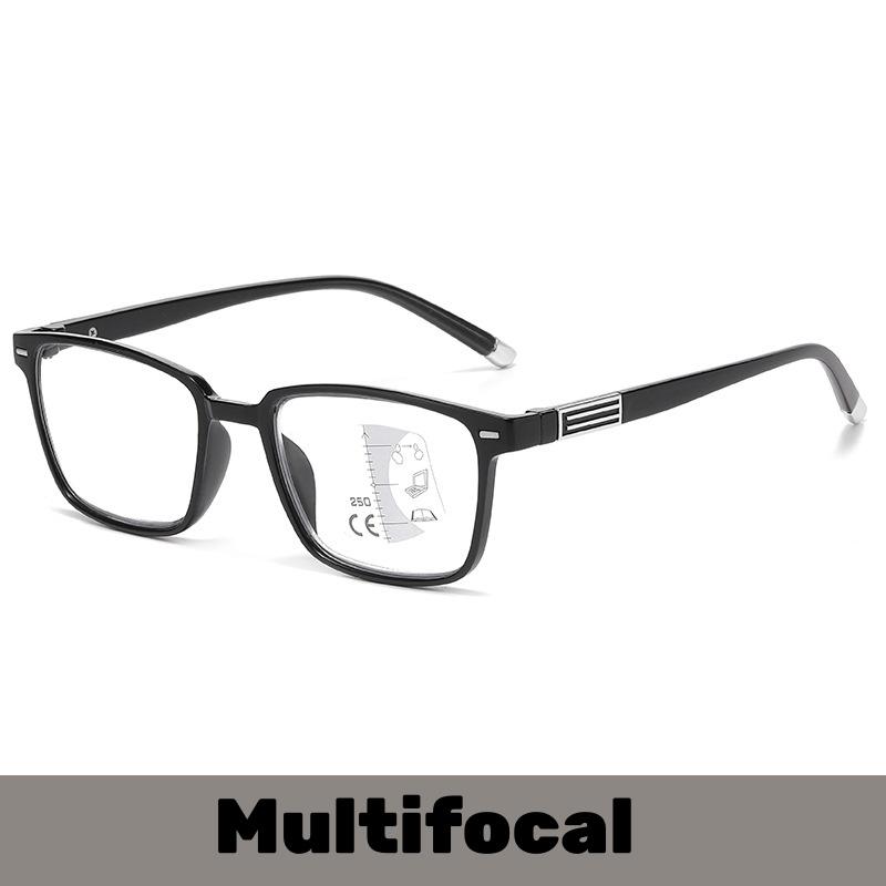 Progressive Multifocales Pochromic Reading Glasses Men's Retro Ultra Light Square Frame Anti Blue Light Eyeglasses Diopter