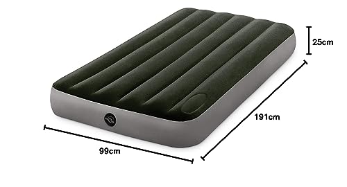 INTEX Downy Air Bed DURA-BEAM DOWNY AIRBED 99 x 191 x 25 cm (64761) Single Size with Built-in Foot Pump and Soothing Medicated Foaming Bath Additive