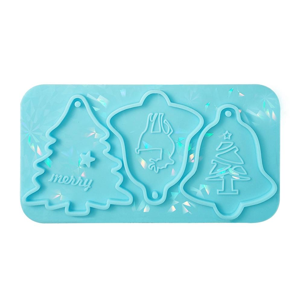 Holographic Christmas Silicone Mold Christmas Silicone Mold DIY Pendant For Christmas Decoration , A