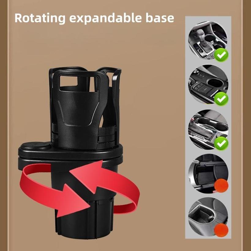 2-In-1 Multifunctional Car Cup Holder Expander Universal Auto Drinks Bottle Holder with Adjustable Base