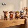 Highland Cow Figurine 4 Pcs Seasonal Figurines, Spring Summer Fall Winter Miniature Farm Decor Seasons Scottish Statue, Resin Table Centerpiece