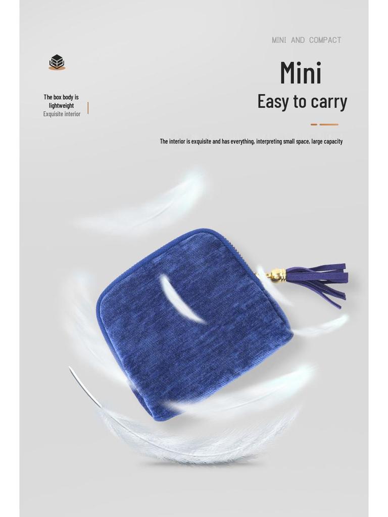 Elegant Tassel Jewelry Pouch with Zipper - Portable Organizer for Rings, Pendants, and Bracelets