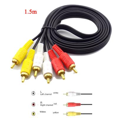 1,5 m 3 RCA Erkekten Erkeğe 4N OFC Ses Video AV Kablosu Ev DVD TV Amplifikatörü CD Soundbox RCA Tel