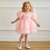 2025 Girls' Princess Formal Dress with Big Bow and Puffy Satin Skirt for Toddlers and Young Kids