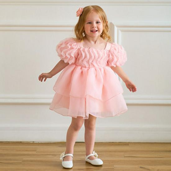 2025 Girls' Princess Formal Dress with Big Bow and Puffy Satin Skirt for Toddlers and Young Kids