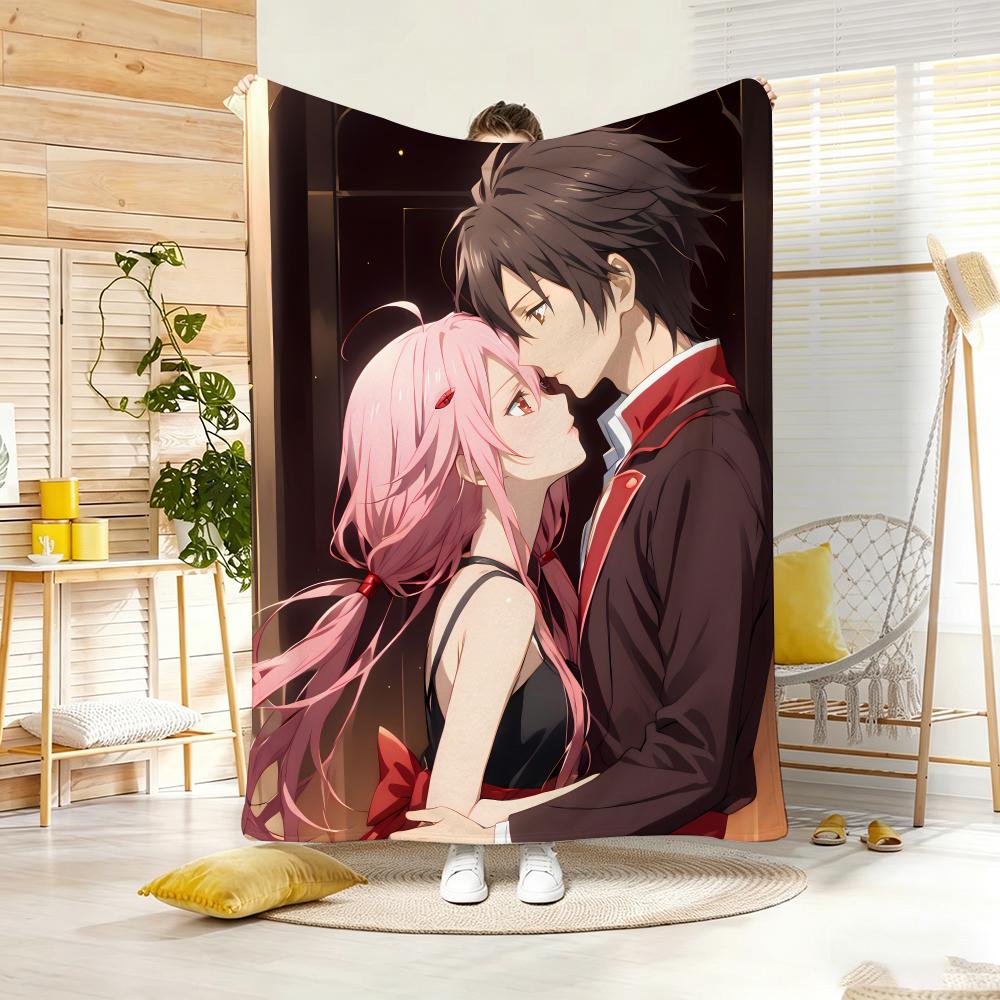 Pink Neon Sci Fi Anime G-Guilty Crown Throw Lightweight 240G Flannel Blanket Soft Skin-Friendly For Summer Cooling