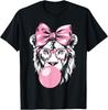 Lion Wearing Glasses and Blowing Pink Bubble Gum T-Shirt