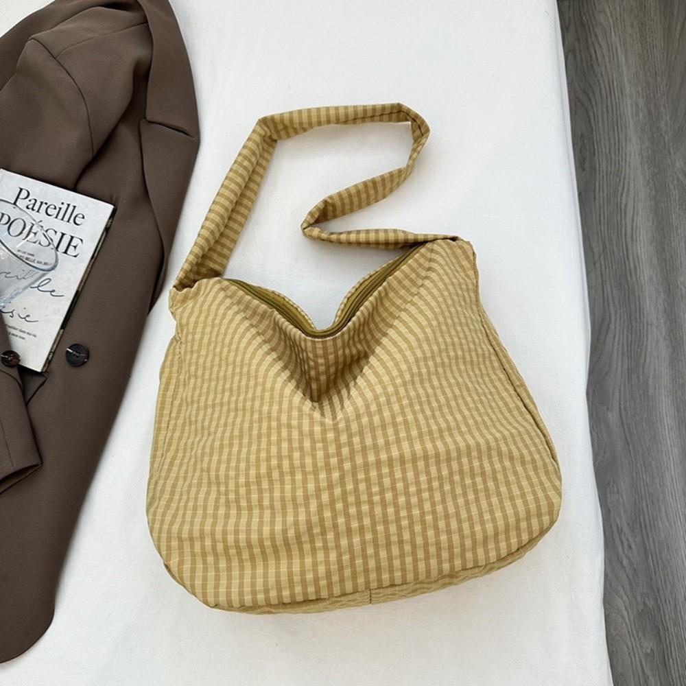 

Нейлонова смугаста сумка-тоут великої місткості Сумки через плече Однотонна Клітинна сумка на плече Жіноча жовтий