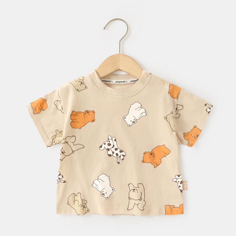 

Одежда для малышей, повседневные футболки с короткими рукавами, летняя одежда для мальчиков и девочек, детские летние топы с половиной рукавов 110cm