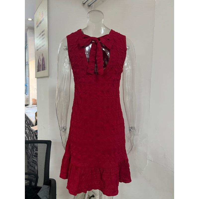 Women's Summer Sleeveless Lace-up Solid Color Casual Dress