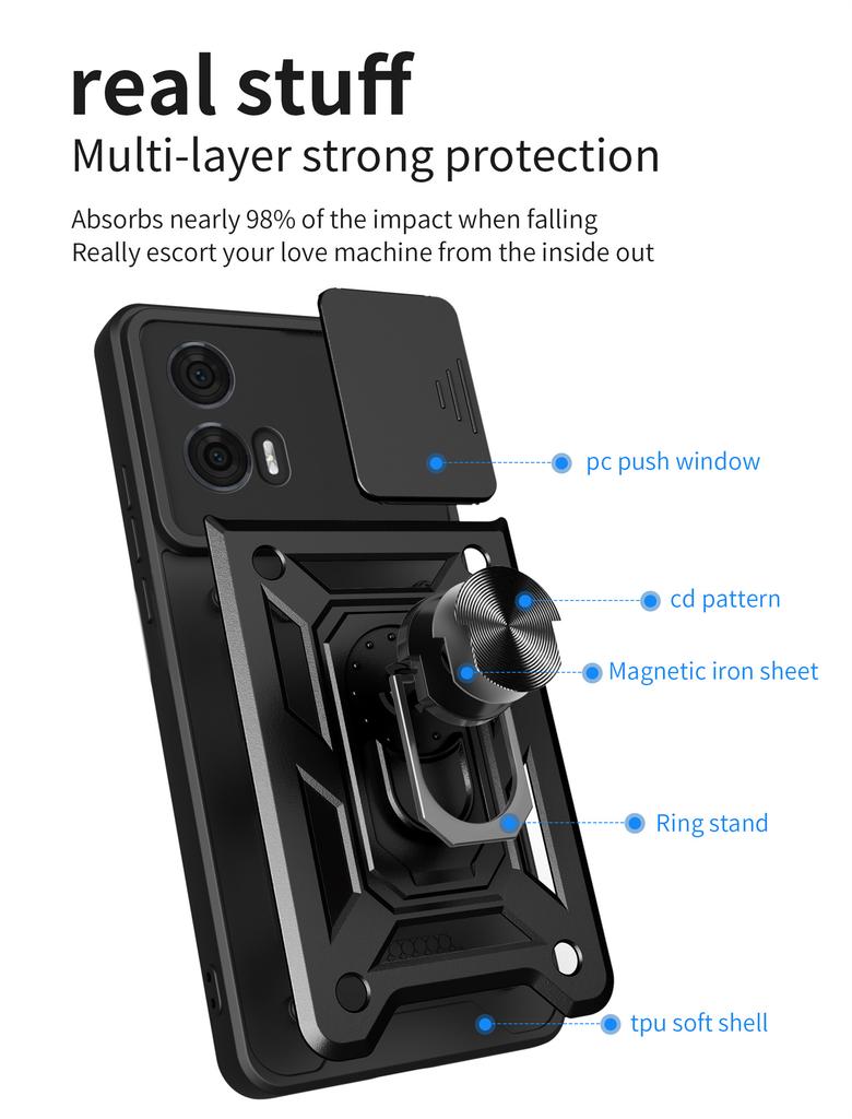 Für Motorola Moto Edge50 Fusion Hülle Magnetischer Ring Ständer Halter Rückabdeckung für Moto Edge50 Fusion Stoßfeste Rüstungs Hüllen