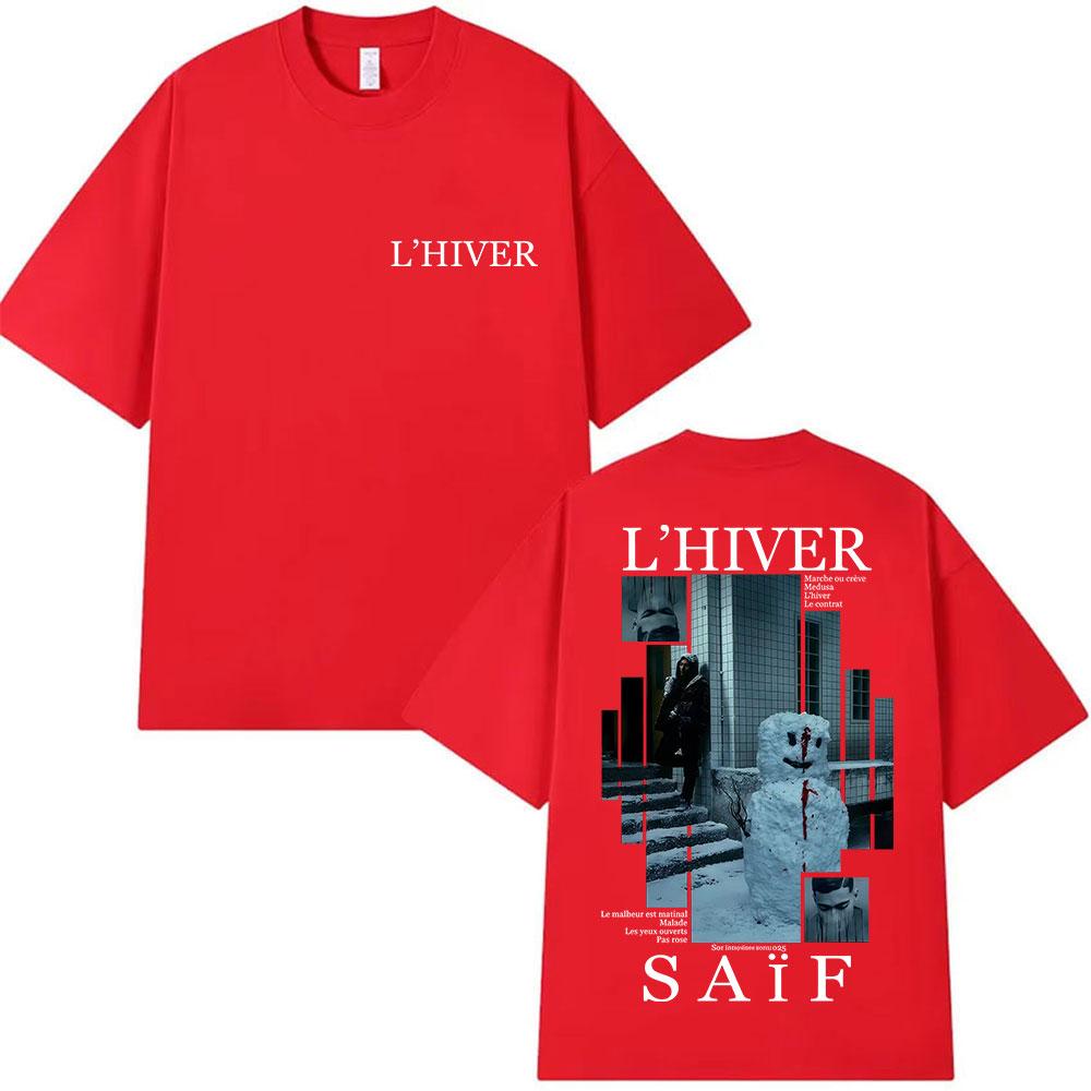 2025 Summer Rapper LHIVER Saif Album Graphic T Shirt Mens Gothic Hip Hop Short Sleeve 100 Pure Cotton Printed Leisure Tshirt