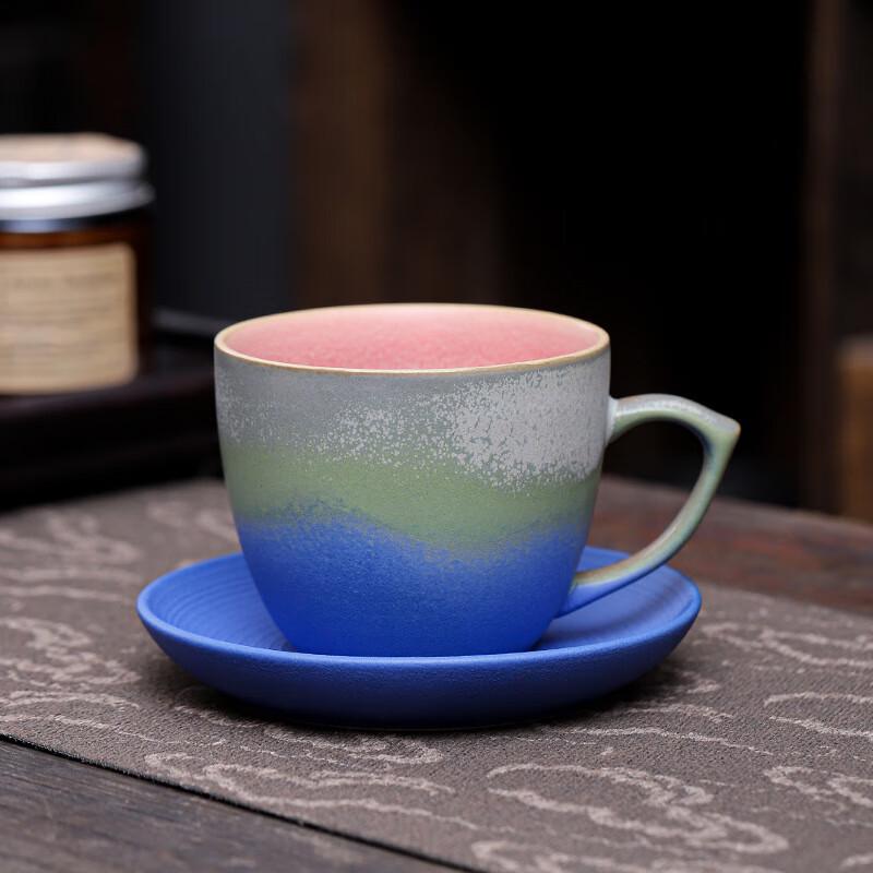 Gradient Ceramic Coffee Cup and Saucer Set