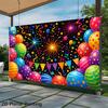 Ein 2D-Flachbanner, ein farbenfroher Partyballon-Hintergrund und ein Wanddekorationsbanner.