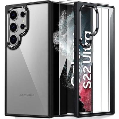 Protective Case - BOOLING - for Samsung Galaxy S22 Ultra - Solid - Transparent - 2 Tempered Glass