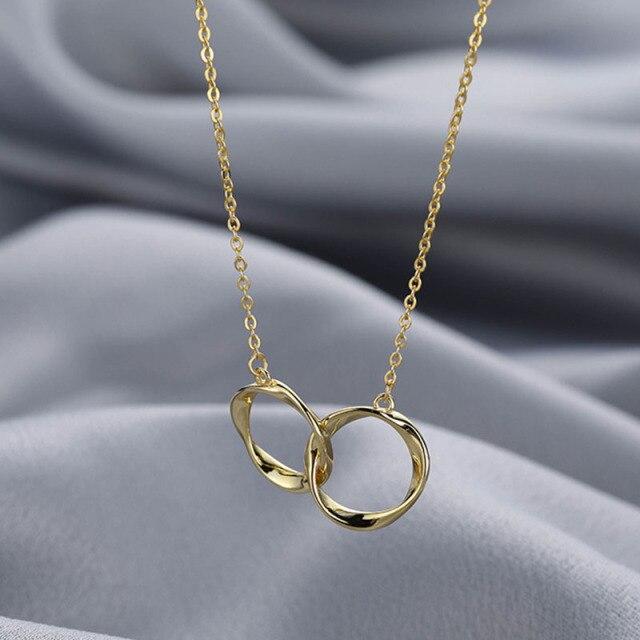 925 Sterling Silver Irregular Circle Necklace Simple Female Clavicle Chain Necklace Daily Jewelry
