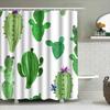 Colorful Cactus Shower Curtain Green Succulent Decor For Bathroom Watercolor Plant Design Polyester Fabric With Hooks Set Perfec