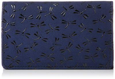 Porte-cartes de visite Daim marine x motif libellule laque noire [Indenya] 2501-04-008